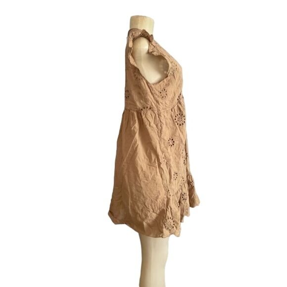 NWT Summer Mini Dress by Acuarela Size L V Neck Eyelet made in Italy Large new. - Picture 6 of 8